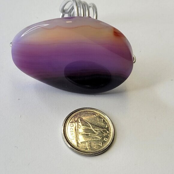 Purple Agate Ring Adjustable Band Handmade Semi Precious Ring - Picture 4 of 12